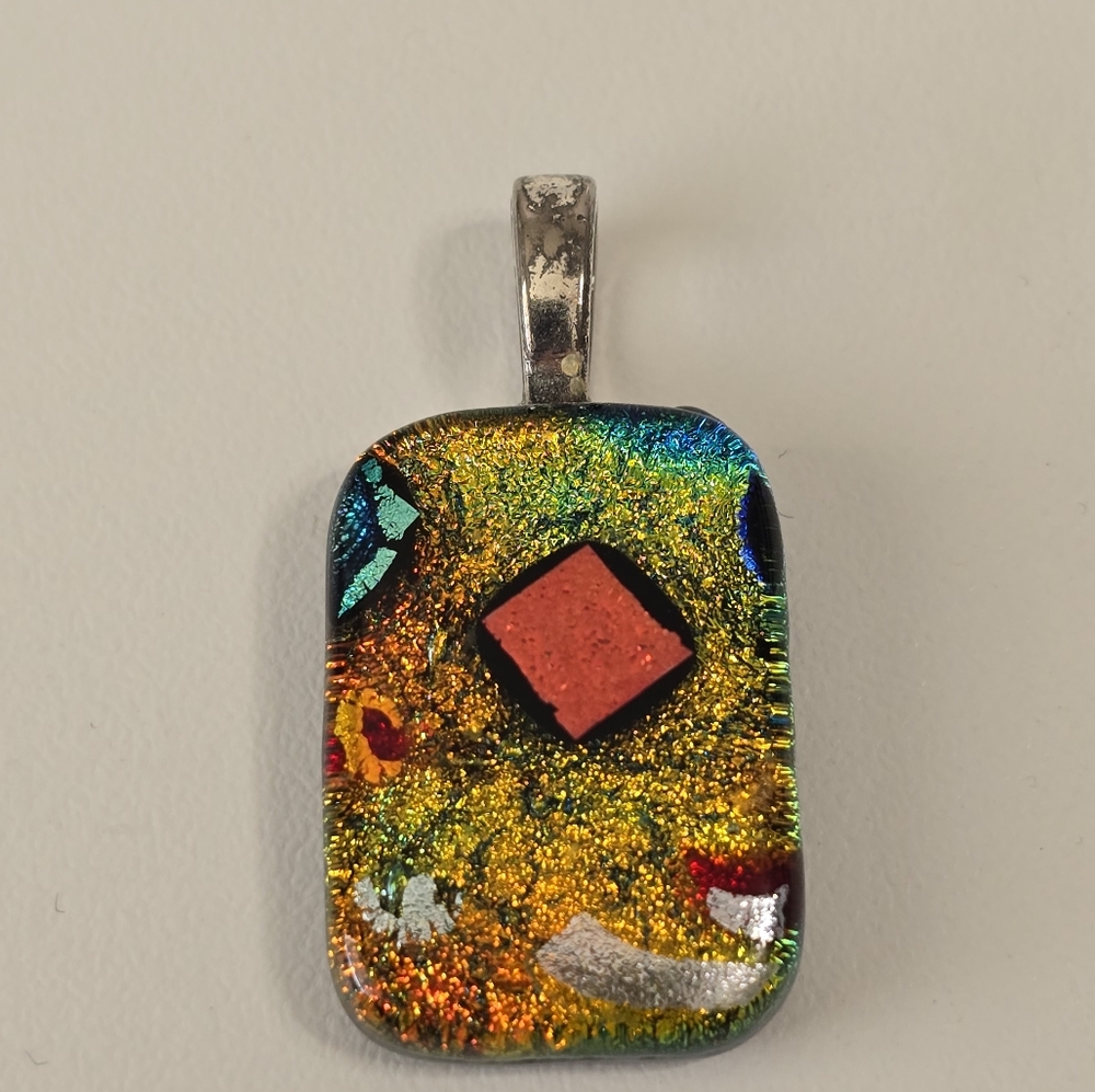 3 Dichroic Glass Pendants